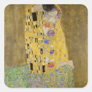 Gustav Klimt's De Kus Schilderkunst Vierkante Sticker