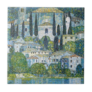 Gustav Klimt's meesterwerk Kirche in Cassone Tegeltje