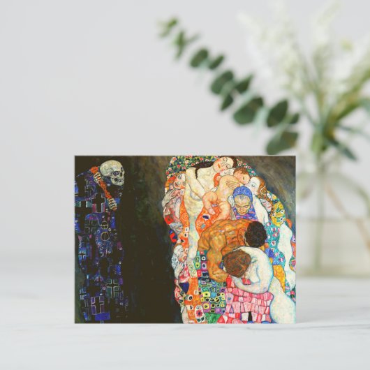 Gustav Klimt's schilderij 'Death and Life'. Briefkaart (Staand voorkant)