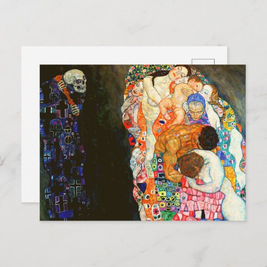 Gustav Klimt's schilderij 'Death and Life'. Briefkaart (Voorkant / Achterkant)