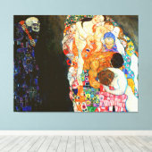 Gustav Klimt's schilderij 'Death and Life'. Canvas Afdruk (Insitu (Houten vloer))