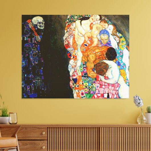 Gustav Klimt's schilderij 'Death and Life'. Canvas Afdruk (Insitu (Woonkamer))