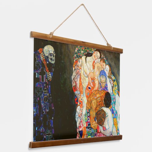 Gustav Klimt's schilderij 'Death and Life'. Hangend Wandkleed (Gebogen)