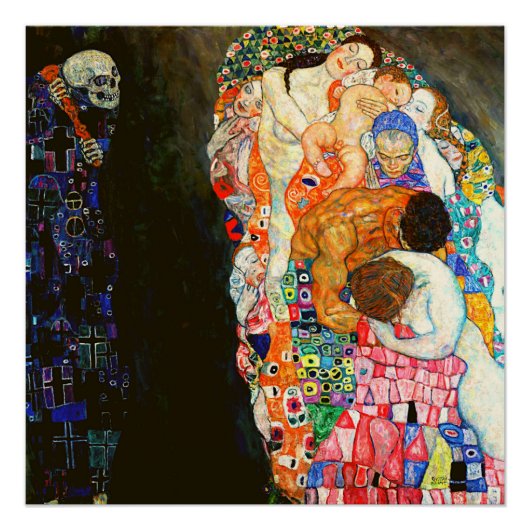 Gustav Klimt's schilderij 'Death and Life'. Perfect Poster (Voorkant)