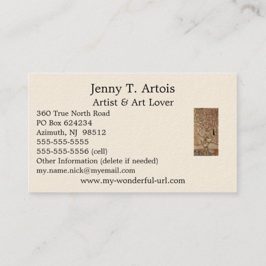 Gustav Klimt's schilderij "The Tree of Life" (1909 Visitekaartje (Achterkant)