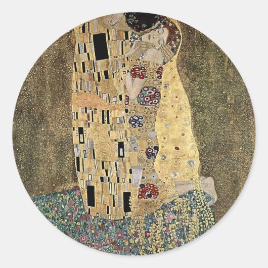 Gustav Klimt's The Kiss (circa 1908) Ronde Sticker (Voorkant)