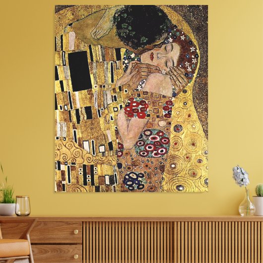 Gustav Klimt's The Kiss Detail (circa 1908) Canvas Afdruk (Insitu (Woonkamer))