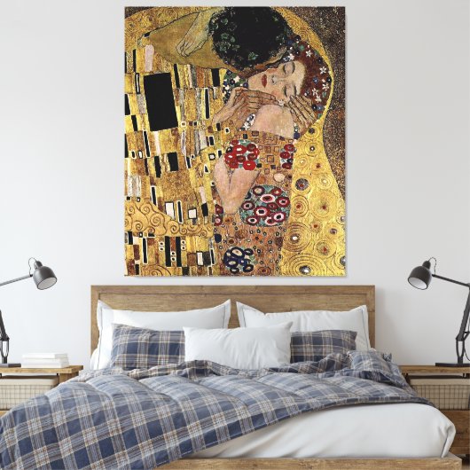 Gustav Klimt's The Kiss Detail (circa 1908) Canvas Afdruk (Insitu (Slaapkamer))