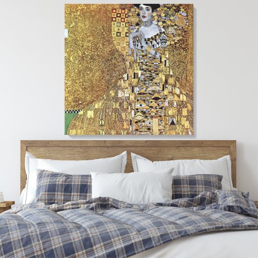Gustav Klimt's The Lady in Gold, Adele Bloch-Bauer Canvas Afdruk (Insitu (Slaapkamer))