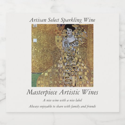 Gustav Klimt's The Lady in Gold, Adele Bloch-Bauer Sparkling Wijnetiket (Enkel label)
