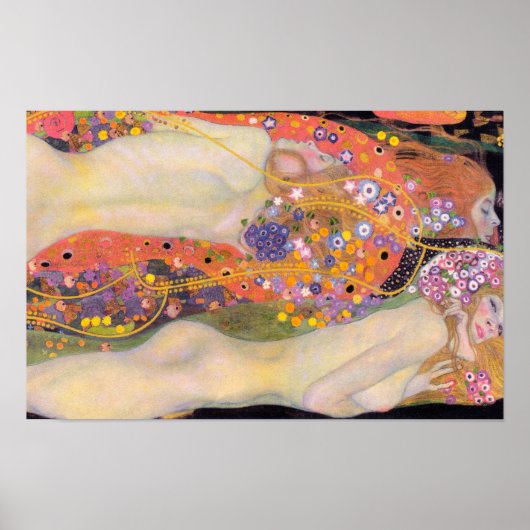 Gustav Klimts Water Slangen II (1907) Poster (Voorkant)