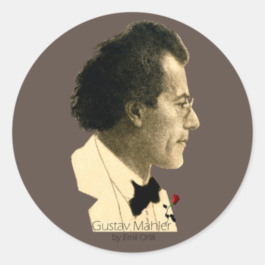 Gustav Mahler Ronde Sticker (Voorkant)