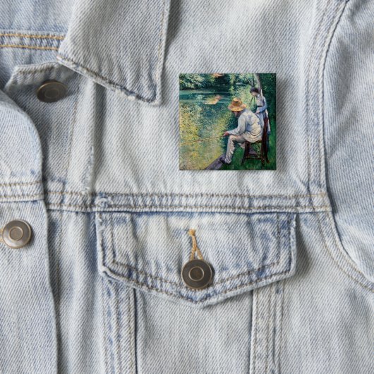 Gustave Caillebotte - Angling Vierkante Button 5,1 Cm (In situ)