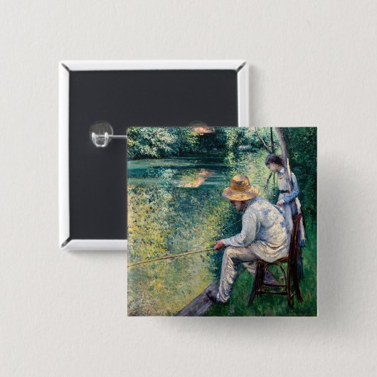Gustave Caillebotte - Angling Vierkante Button 5,1 Cm (Voorkant /achterkant)