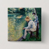 Gustave Caillebotte - Angling Vierkante Button 5,1 Cm (Voorkant)