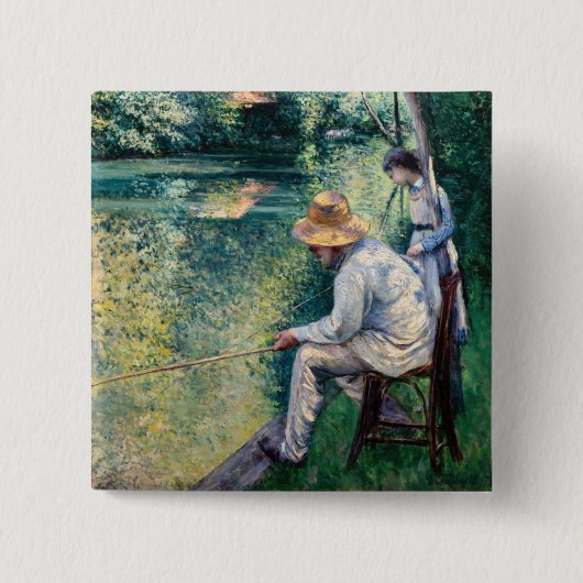 Gustave Caillebotte - Angling Vierkante Button 5,1 Cm (Voorkant)