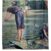 Gustave Caillebotte - Badenden, oever van de Yerre Douchegordijn (Voorkant)