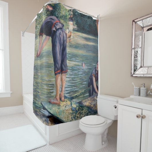 Gustave Caillebotte - Bathers, Bank of the Yerres Douchegordijn (In situ)