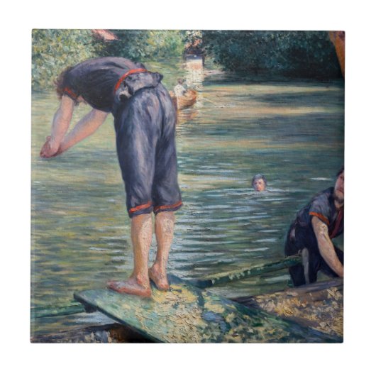 Gustave Caillebotte - Bathers, Bank of the Yerres Tegeltje (Voorkant)