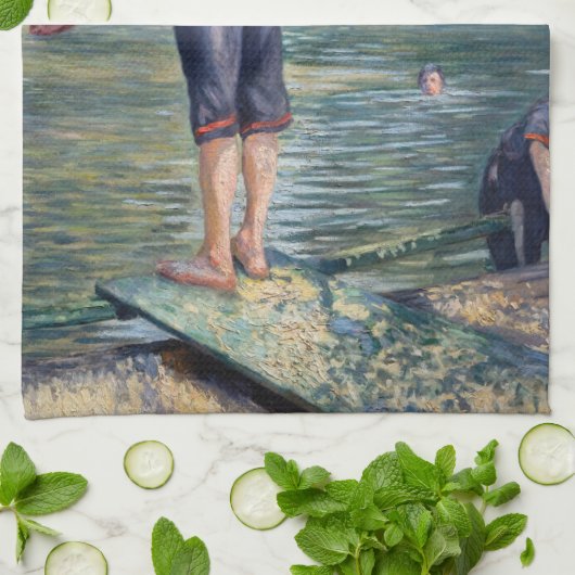 Gustave Caillebotte - Bathers, Bank of the Yerres Theedoek (Gevouwen)