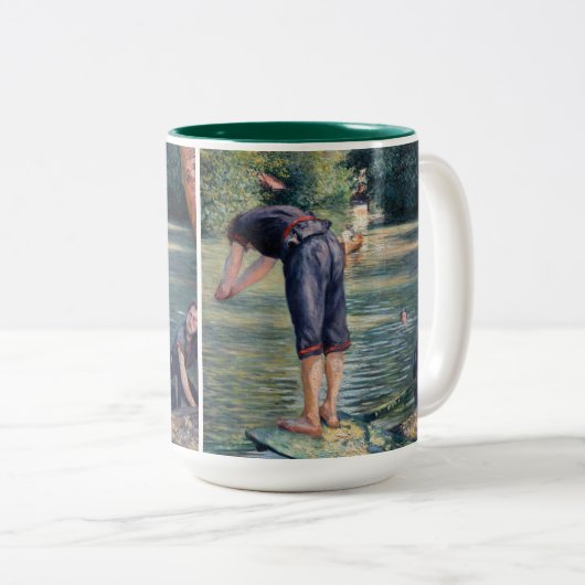 Gustave Caillebotte - Bathers, Bank of the Yerres Tweekleurige Koffiemok (Voorkant rechts)