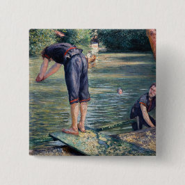 Gustave Caillebotte - Bathers, Bank of the Yerres Vierkante Button 5,1 Cm