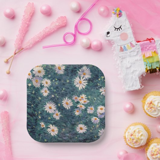 Gustave Caillebotte - Bed of Daisies, Detail Papieren Bordje (Feest)