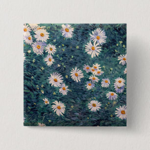 Gustave Caillebotte - Bed van Madeliefjes, Detail Vierkante Button 5,1 Cm