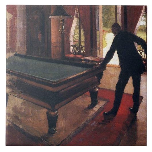 Gustave Caillebotte: Billiards, beroemd schilderij Tegeltje (Voorkant)