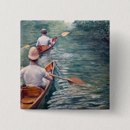 Gustave Caillebotte - Canoes on the Yerres Vierkante Button 5,1 Cm