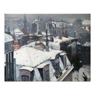 Gustave Caillebotte - Daken in de Sneeuw Foto Afdruk