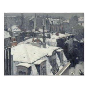 Gustave Caillebotte - Daken in de Sneeuw Foto Afdruk