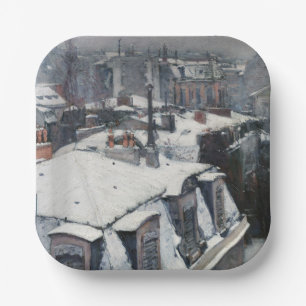 Gustave Caillebotte - Daken in de Sneeuw Papieren Bordje