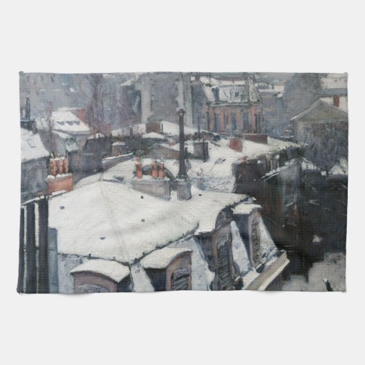 Gustave Caillebotte - Daken in de Sneeuw Theedoek (Horizontaal)