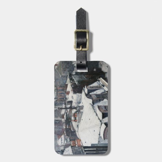 Gustave Caillebotte - Dakpannen in de sneeuw Bagagelabel (Voorkant verticaal)