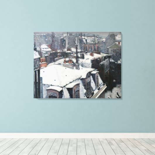 Gustave Caillebotte - Dakpannen in de sneeuw Canvas Afdruk (Insitu (Houten vloer))