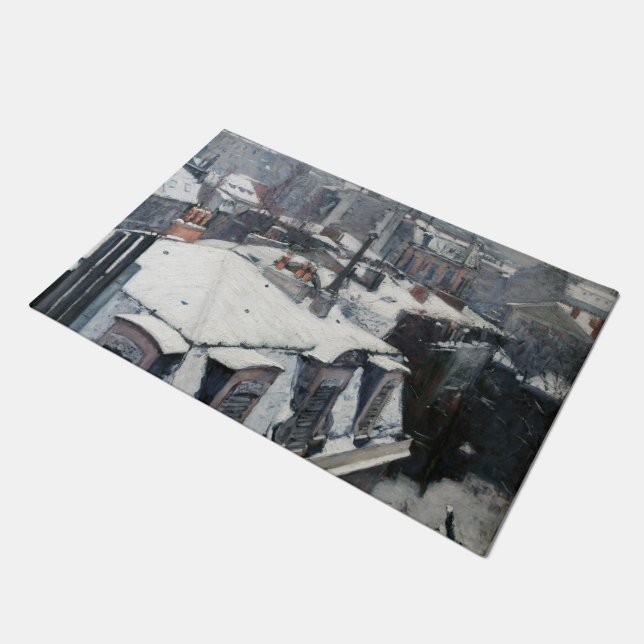 Gustave Caillebotte - Dakpannen in de sneeuw Deurmat (Schuin)