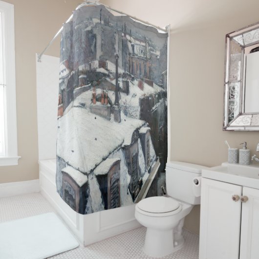 Gustave Caillebotte - Dakpannen in de sneeuw Douchegordijn (In situ)