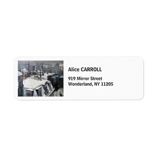 Gustave Caillebotte - Dakpannen in de sneeuw Etiket (Voorkant)