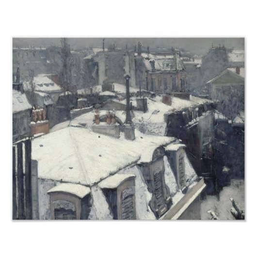 Gustave Caillebotte - Dakpannen in de sneeuw Foto Afdruk (Voorkant)