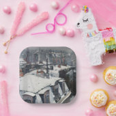 Gustave Caillebotte - Dakpannen in de sneeuw Papieren Bordje (Feest)