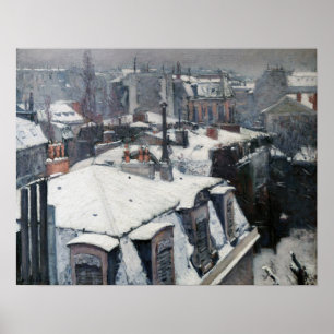 Gustave Caillebotte - Dakpannen in de sneeuw Poster