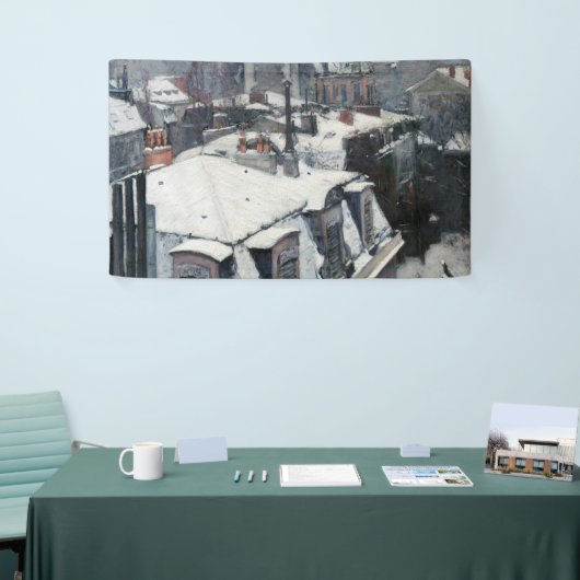 Gustave Caillebotte - Dakpannen in de sneeuw Spandoek (Beurs)