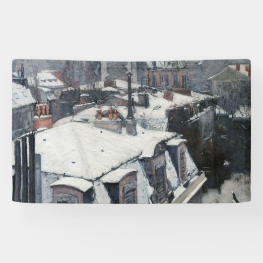 Gustave Caillebotte - Dakpannen in de sneeuw Spandoek (Horizontaal)