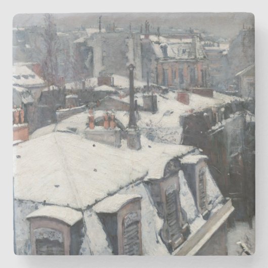 Gustave Caillebotte - Dakpannen in de sneeuw Stenen Onderzetter (Voorkant)