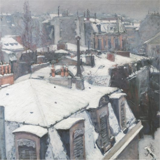 Gustave Caillebotte - Dakpannen in de sneeuw Sticker (Voorkant)