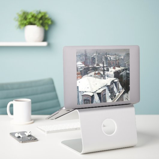 Gustave Caillebotte - Dakpannen in de sneeuw Sticker (Laptop op bureau)