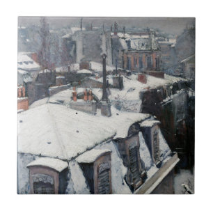 Gustave Caillebotte - Dakpannen in de sneeuw Tegeltje