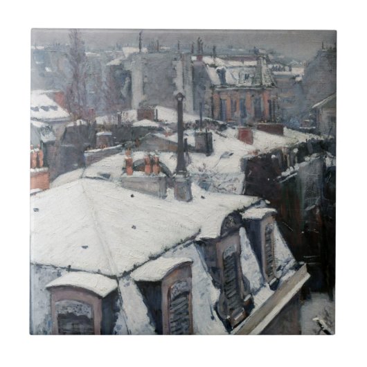 Gustave Caillebotte - Dakpannen in de sneeuw Tegeltje (Voorkant)