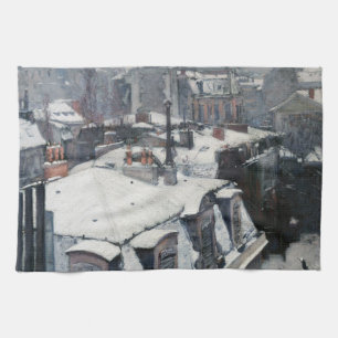 Gustave Caillebotte - Dakpannen in de sneeuw Theedoek